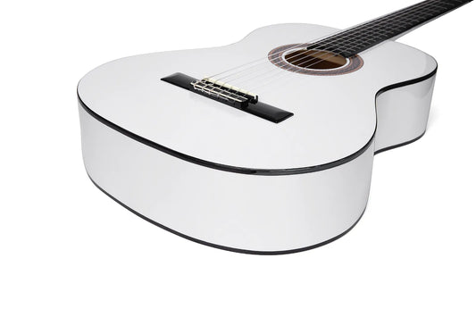 Valencia 100 Series VC104WT Right-Handed 4/4-Sized Nylon Classical Guitar in White