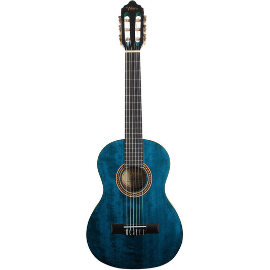 Valencia 200 Series VC202TBU 1/2-Sized Right-Handed Classical Nylon Guitar in Transparent Blue