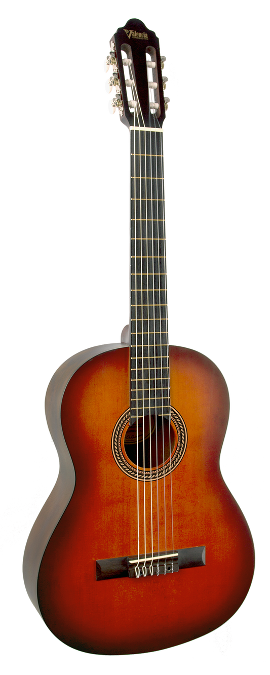 Valencia 200 Series VC204CSB Right-Handed 4/4-Sized Classical Nylon Guitar in Classic Sunburst