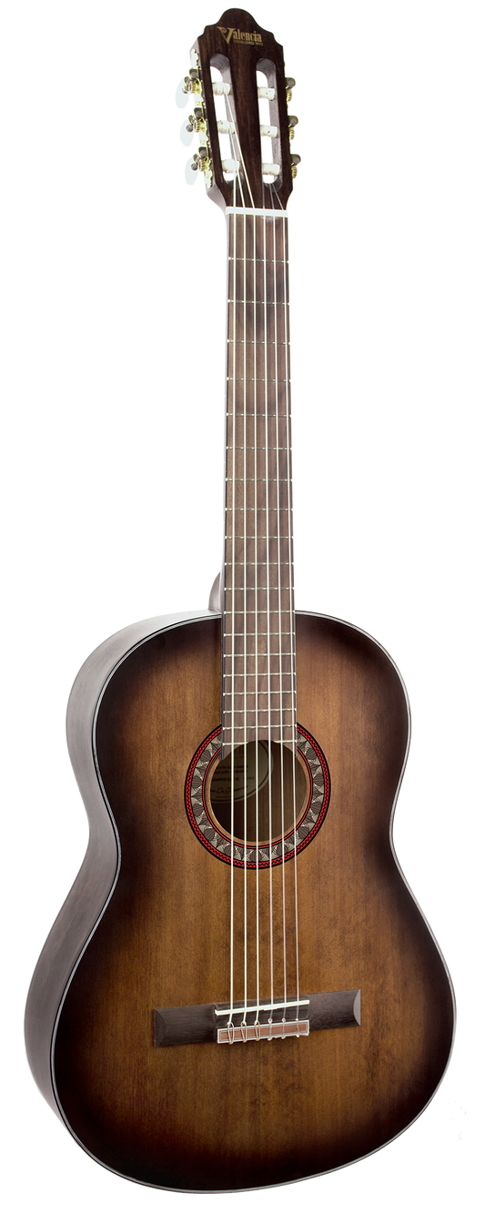 Valencia VC404HSB 400 Series 4/4 Nylon Classical Guitar in Historic Sunburst