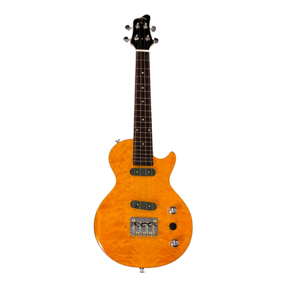 Vorson LP-Style Tenor-Scale Solid Body Electric Ukulele in Quilted Orange