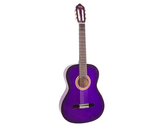 Valencia 100 Series VC101PPS 1/4-Sized Right-Handed Nylon Classical Guitar in Purple Burst