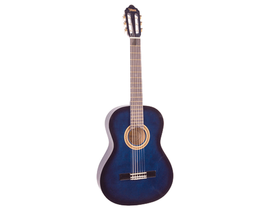 Valencia 100 Series VC102BUS 1/2-Sized Right-Handed Nylon Classical Guitar in Blue Burst