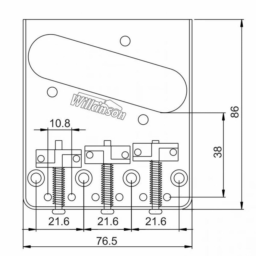 Wilkinson WTBCR Vintage TL-Style Electric Guitar Bridge in Chrome Finish