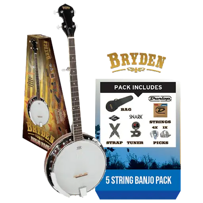 Bryden SBJ1PK 5-String Banjo Pack in Tobacco Sunburst