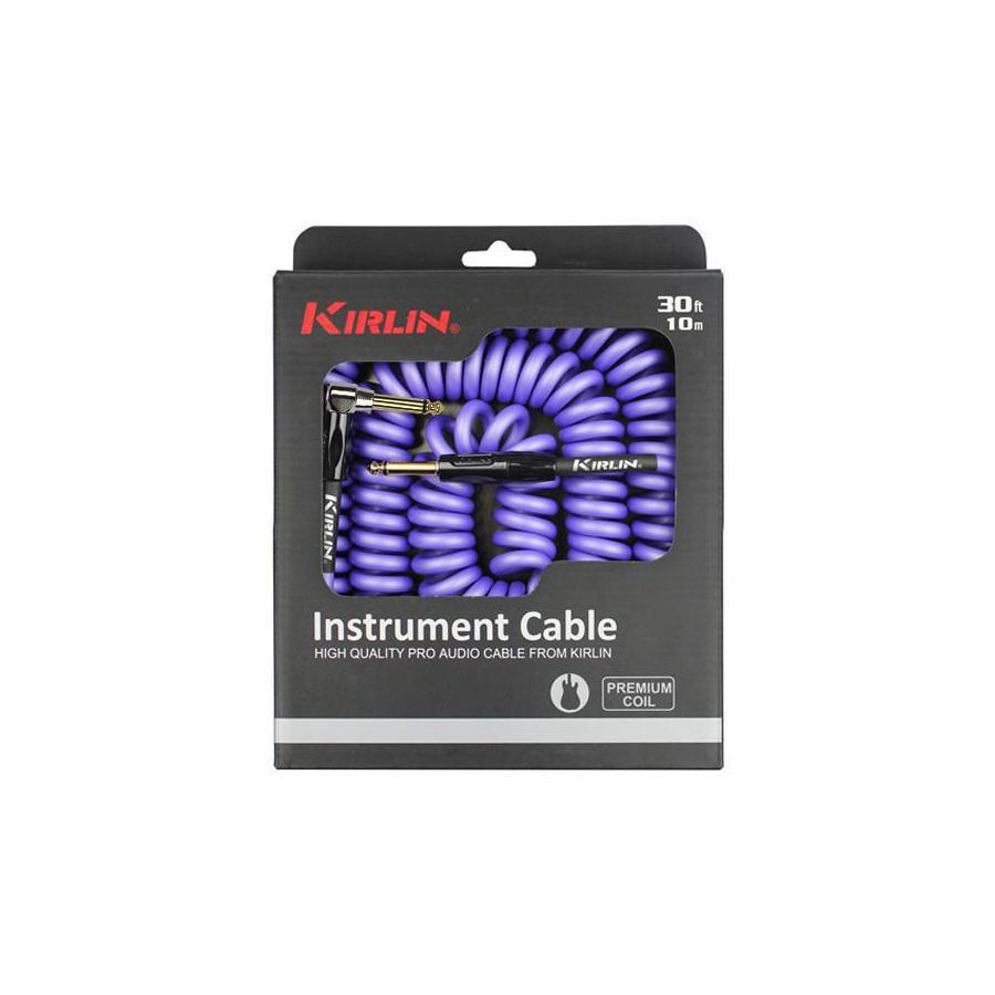 Kirlin IMK202GR 30ft Premium Coil Guitar Cable RA/Straight (Assorted Colours)