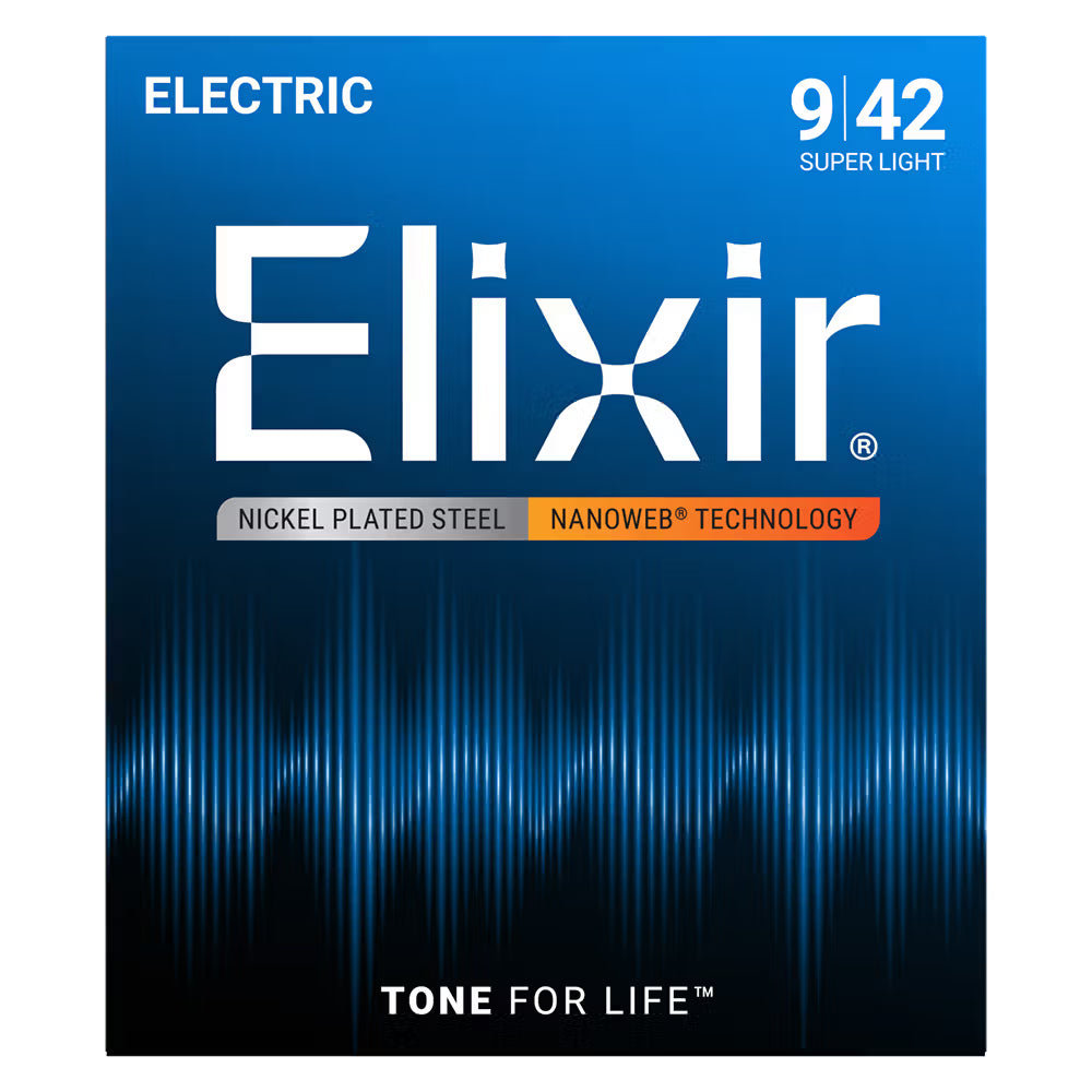 Elixir Nanoweb Nickel Plated Steel Electric Guitar Strings E12002 Super Light (9-42)
