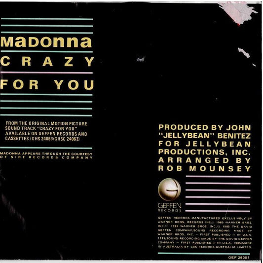 Madonna - Crazy For You (Vinyl, 7", 45 RPM, Single)
