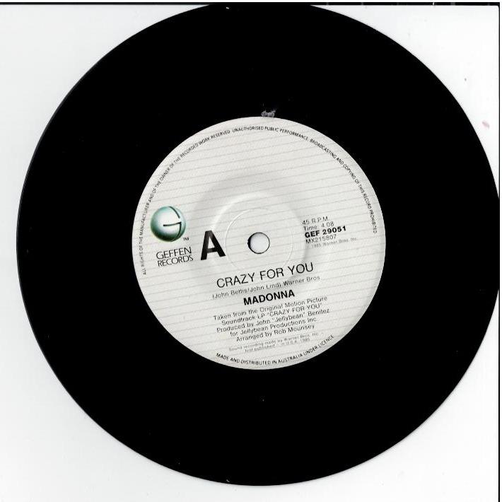 Madonna - Crazy For You (Vinyl, 7", 45 RPM, Single)