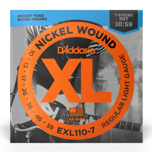 D'Addario XL Nickel Wound 7-String Electric Guitar Strings EXL110-7 Regular Light (10-59)