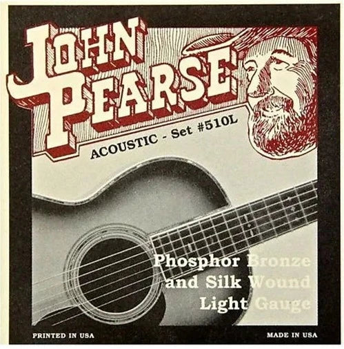 John Pearse Phosphor Bronze Silk Wound Acoustic Guitar Strings 510L Light (11-49)