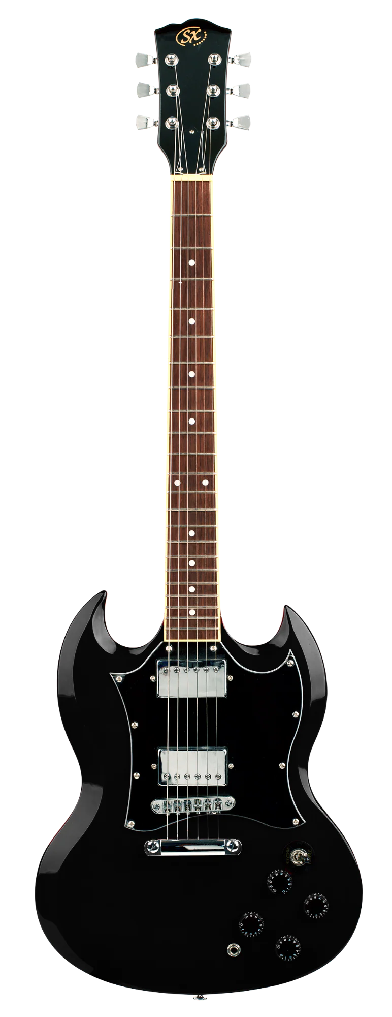 SX GTSE4SKB SG-Style Full-Sized Right-Handed  Electric Guitar Pack in Black