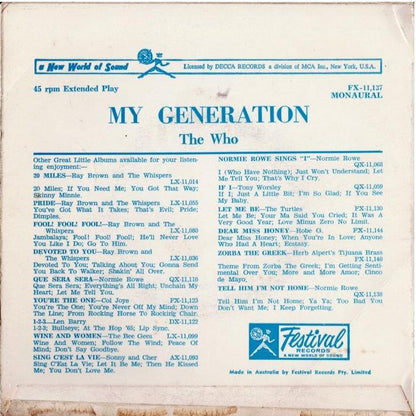 The Who - My Generation (Vinyl, 7", EP, Mono)