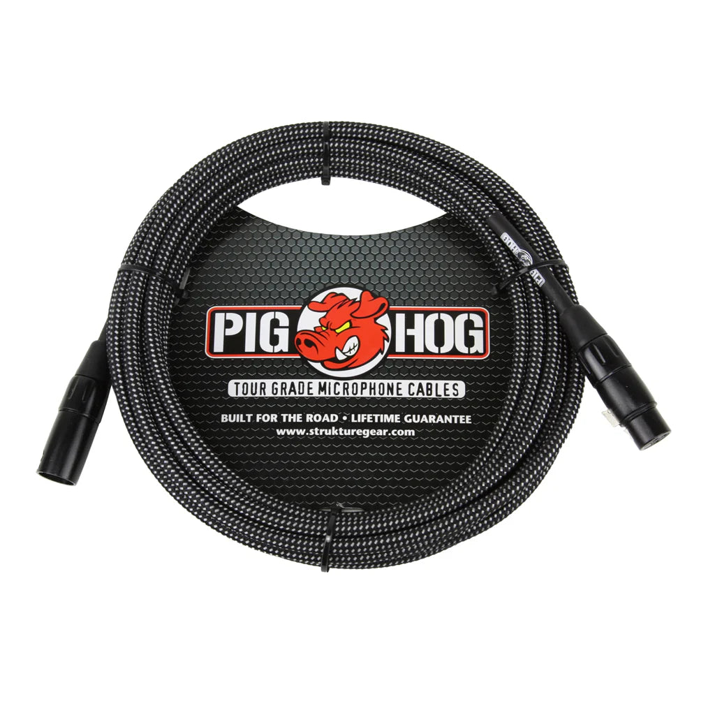 Pig Hog PHM10BKW Black & White 10ft XLR Micrphone Cable