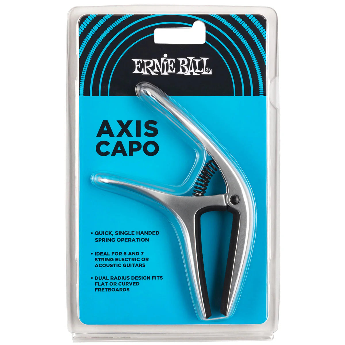 Ernie Ball P09601 Axis Dual Radius Capo in Silver Satin