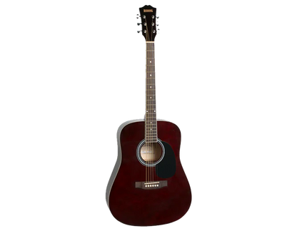 Redding RED50PKTWR Full-Sized Right-Handed Steel String Acoustic Guitar Pack in Transparent Red Wine