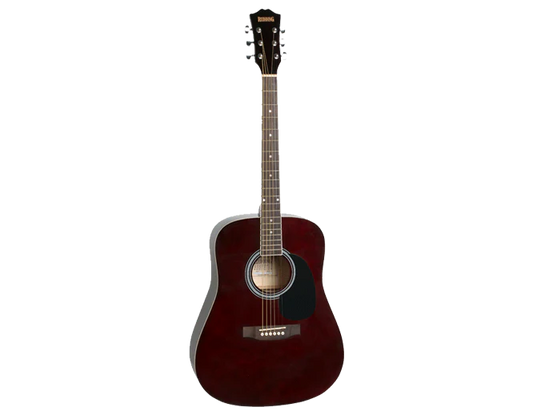 Redding RED50PKTWR Full-Sized Right-Handed Steel String Acoustic Guitar Pack in Transparent Red Wine