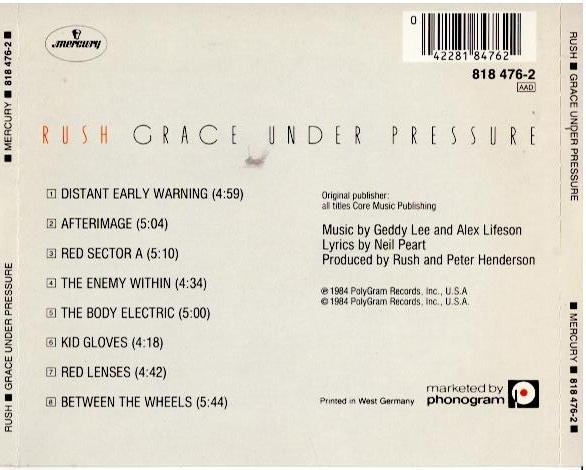 Rush – Grace Under Pressure (CD, Album)