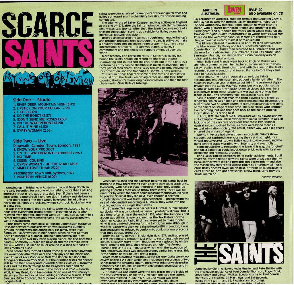 The Saints – Scarce Saints - Hymns Of Oblivion 1977-1981 (Vinyl, LP, Compilation)