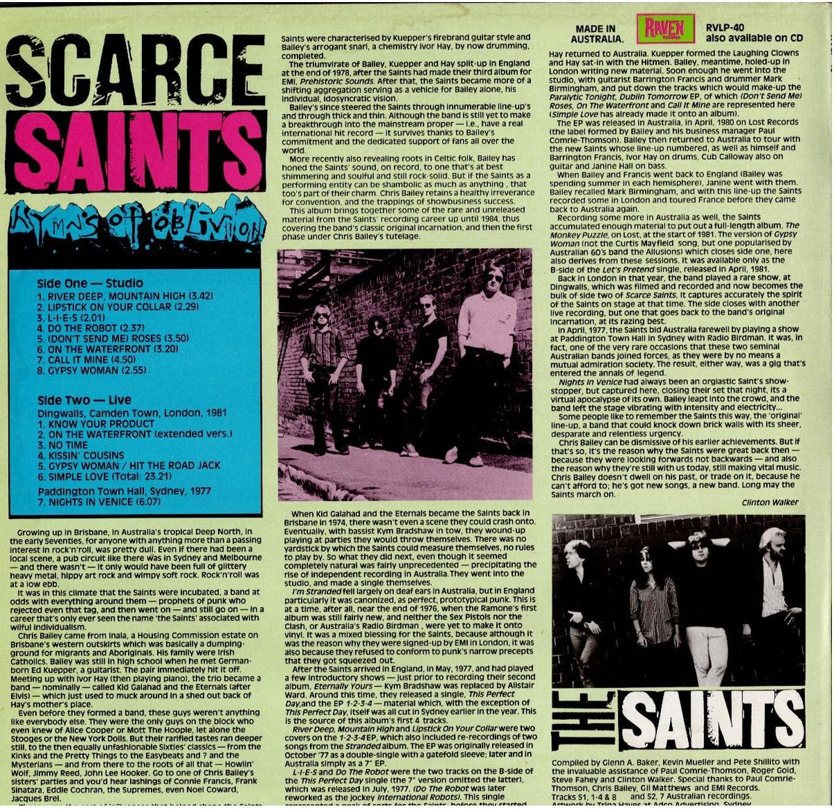 The Saints – Scarce Saints - Hymns Of Oblivion 1977-1981 (Vinyl, LP, Compilation)