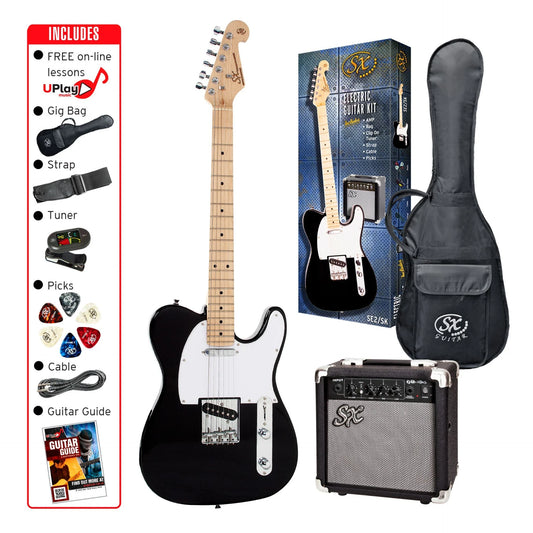 Beginner Packs: SX 4/4-Sized TL-Style Electric Guitar Pack with SX 10w Amp