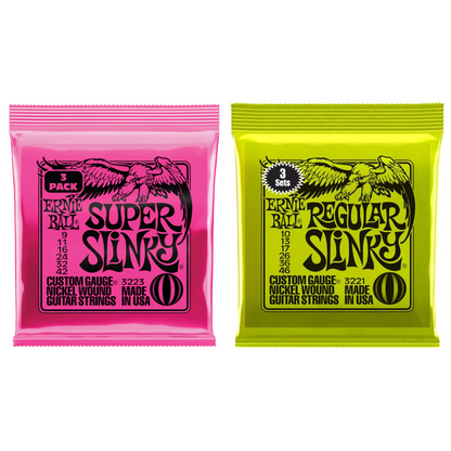 Ernie Ball Nickel Wound Electric Guitar Strings (3 Pack) (Assorted Gauges)