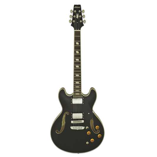 Aria TA-CLASSIC Semi-Hollow Electric Guitar in Black Gloss