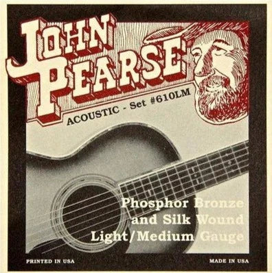John Pearse Phosphor Bronze Silk Wound Acoustic Guitar Strings 610LM Light/Medium (12-53)