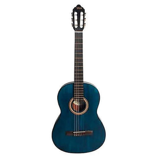 Valencia 200 Series VC203TBU 3/4-Sized Right-Handed Classical Nylon Guitar in Transparent Blue