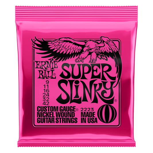 Ernie Ball Nickel Wound Electric Guitar Strings P02223 Super Slinky (9-42)