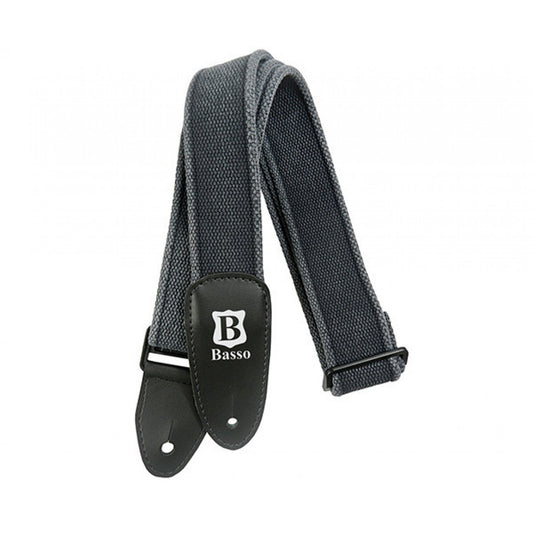 Basso Distressed Cotton Guitar Strap in Black