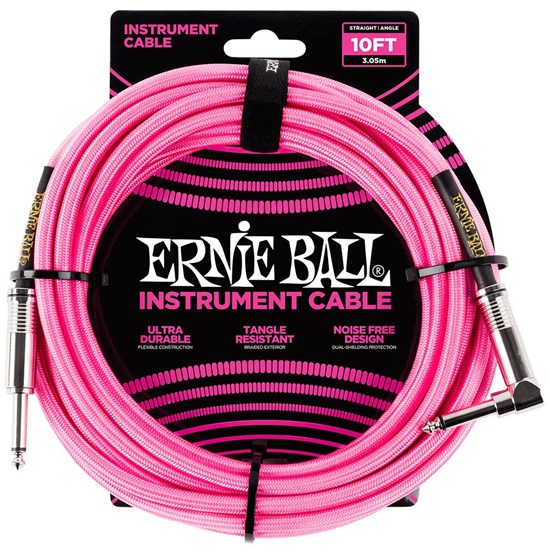 Ernie Ball 10' Braided Instrument Cable - Straight to Right Angle