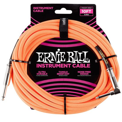 Ernie Ball 10' Braided Instrument Cable - Straight to Right Angle