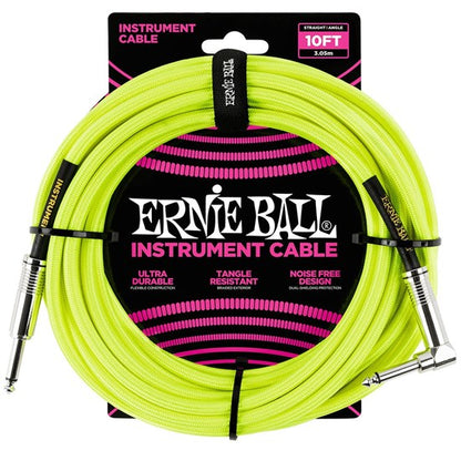 Ernie Ball 10' Braided Instrument Cable - Straight to Right Angle