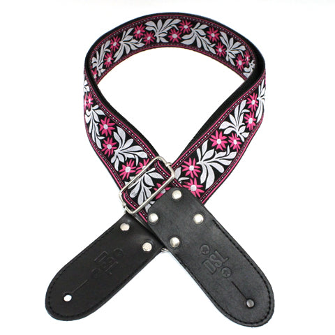 DSL JAC20 FLOWER-FUCHSIA Jacquard Genuine Leather Strap