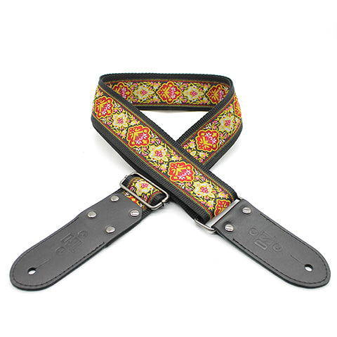 DSL JAC20-WHISPER-PINK With Black Ends Jacquard Vegan Guitar Strap