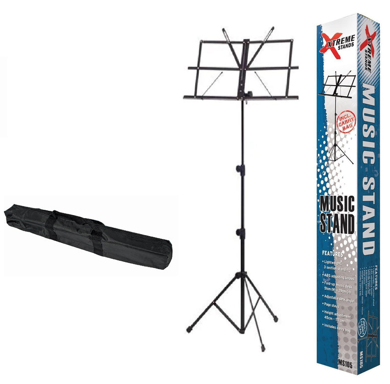 Xtreme MS105 Black Folding Music Stand with Bag