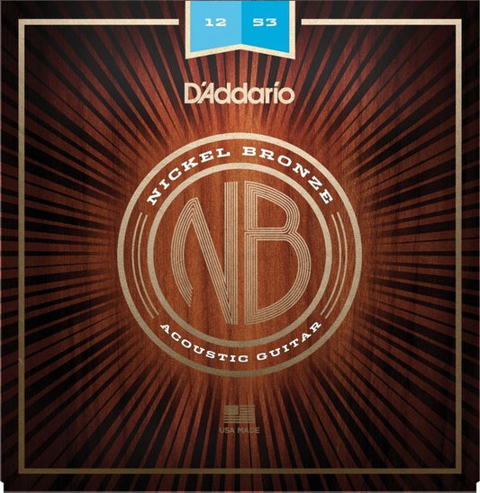 D'Addario NB1253 Nickel Bronze Acoustic Guitar Strings Light (12-53)