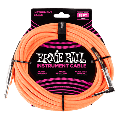 Ernie Ball 18' Braided Instrument Cable - Straight to Right Angle