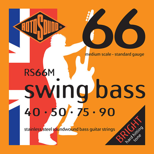 Rotosound Swing Bass 66 Stainless Steel Roundwound Strings RS66M Medium Scale (40-90)