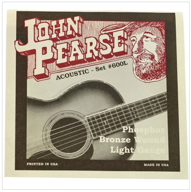 John Pearse 600L Phosphor Bronze Acoustic Guitar Strings Light (012-053)