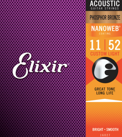 Elixir Nanoweb Phosphor Bronze Acoustic Guitar Strings - Assorted Gauges