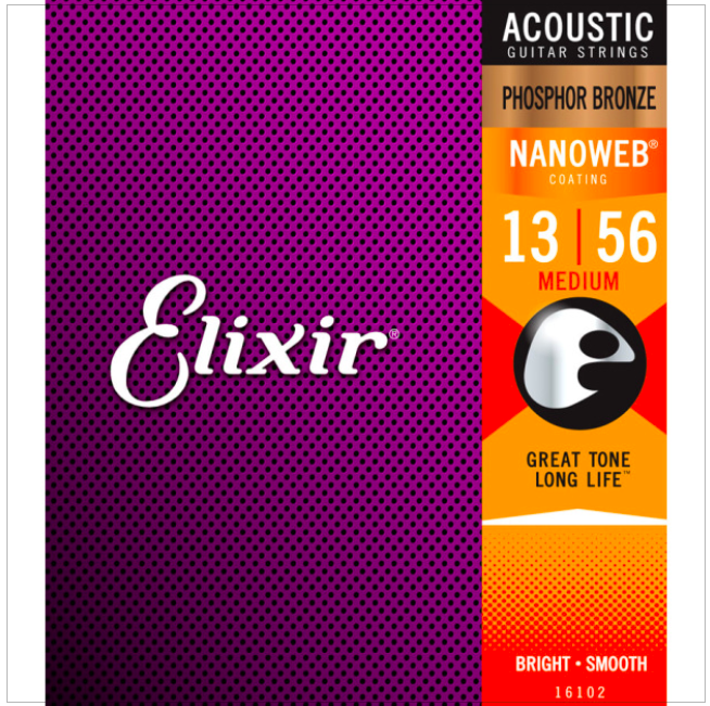 Elixir Nanoweb Phosphor Bronze Acoustic Guitar Strings - Assorted Gauges