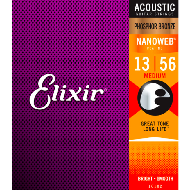 Elixir Nanoweb Phosphor Bronze Acoustic Guitar Strings (Assorted Gauges)