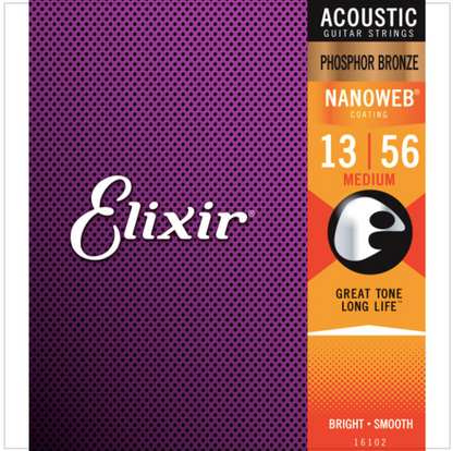 Elixir Nanoweb Phosphor Bronze Acoustic Guitar Strings - Assorted Gauges