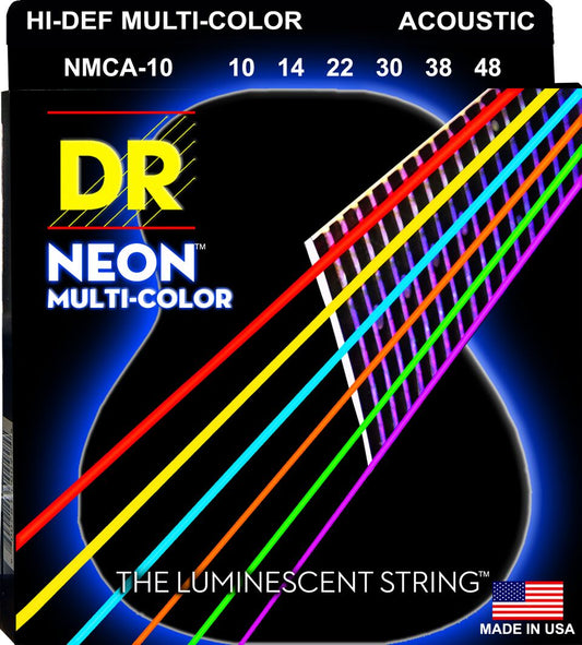 DR Hi-Def Neon Multi-Colour Acoustic Strings 10-48